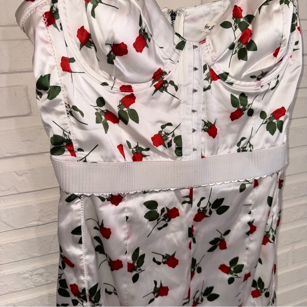 For Love and Lemons White Love Song Rose Mini Dress, Women’s Size Medium - Picture 3 of 12